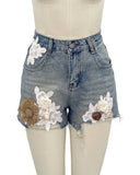 Floral Denim Shorts
