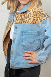 Girls Leopard Denim Jacket