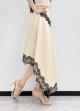 Contrast Lace Midi Skirt