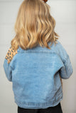 Girls Leopard Denim Jacket
