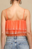 Coral Tulle Top