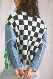 Checkered Denim Cardigan