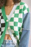 Checkered Denim Cardigan