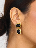 18K Square Stone Earrings