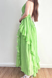 Lime Ruffle Maxi Dress