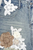 Floral Denim Shorts