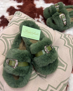 Sage Buckle Slippers