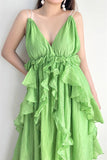 Lime Ruffle Maxi Dress