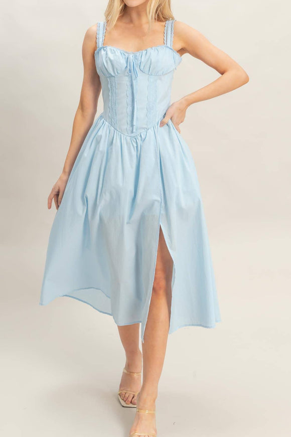 knee length dresses for ladies Sarah Aqua Floral Midi Dress – Finery London main image 0