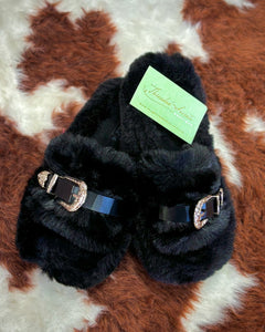 Black Buckle Slippers