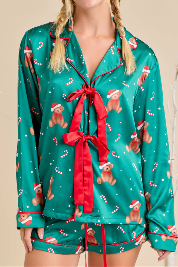 Santa Teddy Pajama Set