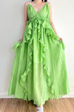Lime Ruffle Maxi Dress