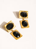 18K Square Stone Earrings