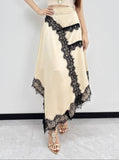 Contrast Lace Midi Skirt