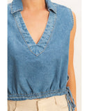 Drawstring Denim Top