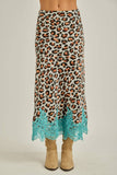 Leopard Aqua Maxi Skirt