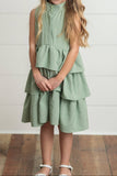 Girls Mint Ruffle Dress