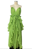 Lime Ruffle Maxi Dress