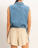 Drawstring Denim Top