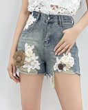 Floral Denim Shorts
