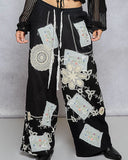 Jet Black Patchwork Pants