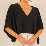 Flowy V-Neck Poncho Top