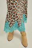 Leopard Aqua Maxi Skirt