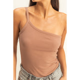One Shoulder Cami - Chocolate