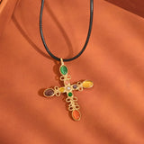 18K Stone Cross Necklace