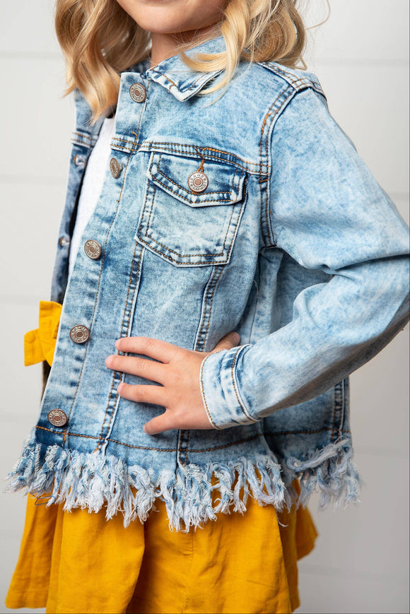 Girls Fringe Denim Jacket