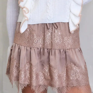 Latte Lace Mini Skirt