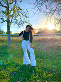 White Bell Bottoms w/ Suspenders