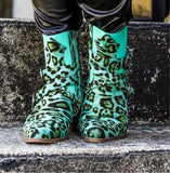 Turquoise Leopard Booties