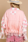 Pink Checkered Fringe Jacket