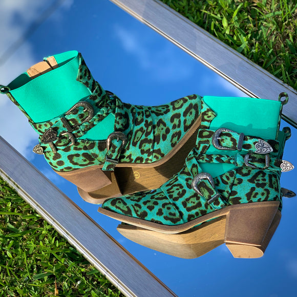 Turquoise Leopard Booties