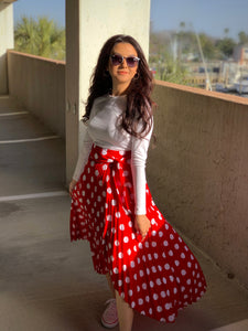 Polka dot skirt white sale